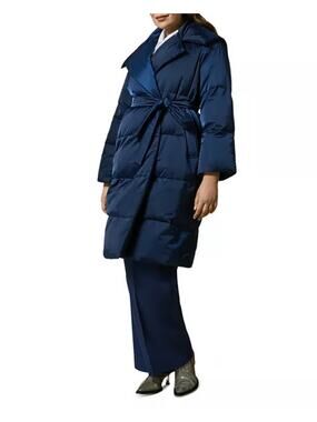 NWT Marina Rinaldi Partenza Wrap Puffer Coat Navy Blue sz US 20 Neutral Capsule